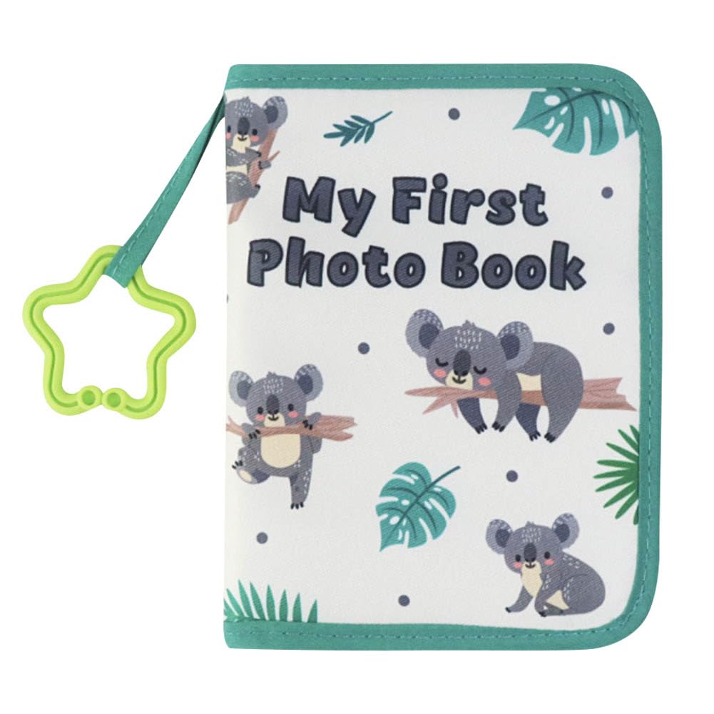 ZUYYON Baby Photo Album Baby Memory Book, Soft Cloth Photo Book First Year Memory Album Shower Gift for Newborn Toddler & Kids, Holds 4x6 Inch Photos (Koala)