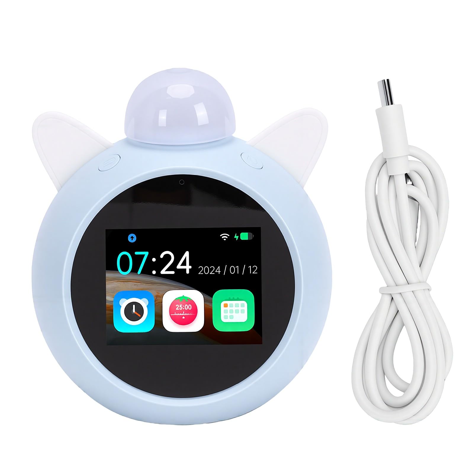 Sxhlseller Sveglia Intelligente Schermo HD 2,8 Pollici, Orologio Digitale a Batteria Ricaricabile 1500mAh con Cavo di Ricarica e Manuale per Comodino