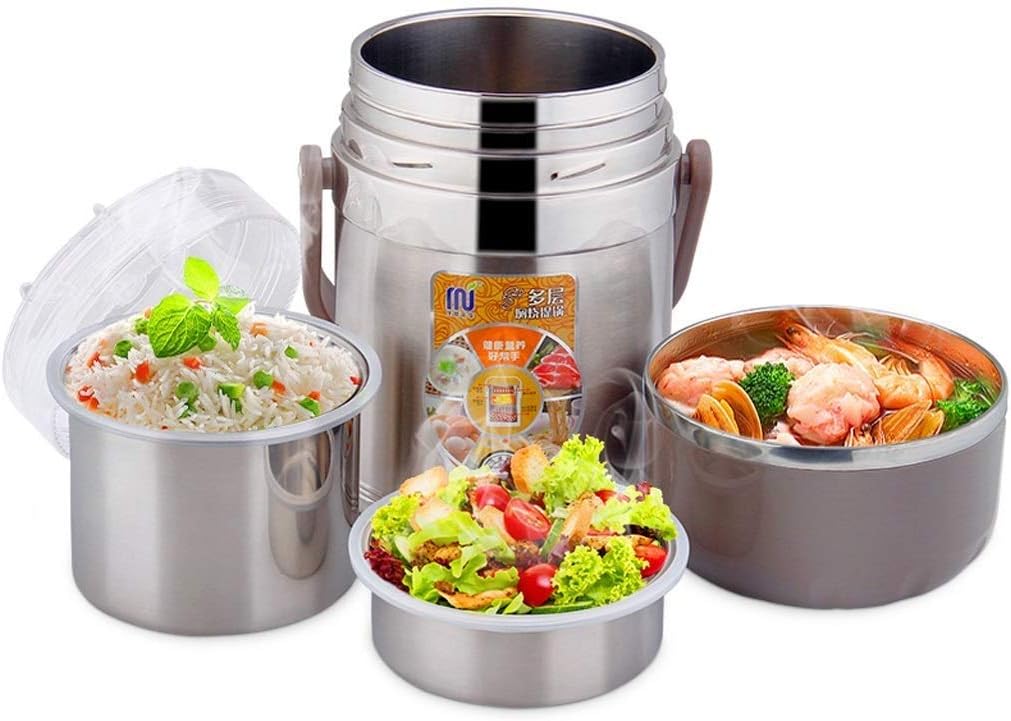 Food Jar with Spoone Wall Stainless Steel Food Container Lunch Box for Hot & Cold Food (Size : 2.8L)
