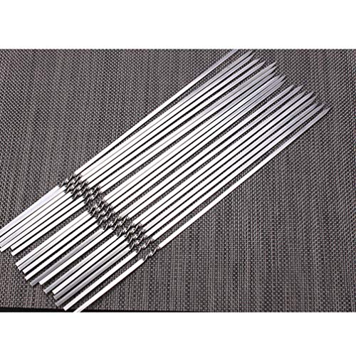Generic 20 Pcs Aço Inoxidável Grelhando Espetos Reutilizáveis ​​Metal BBQ Shish Kebab Skewer Sticks