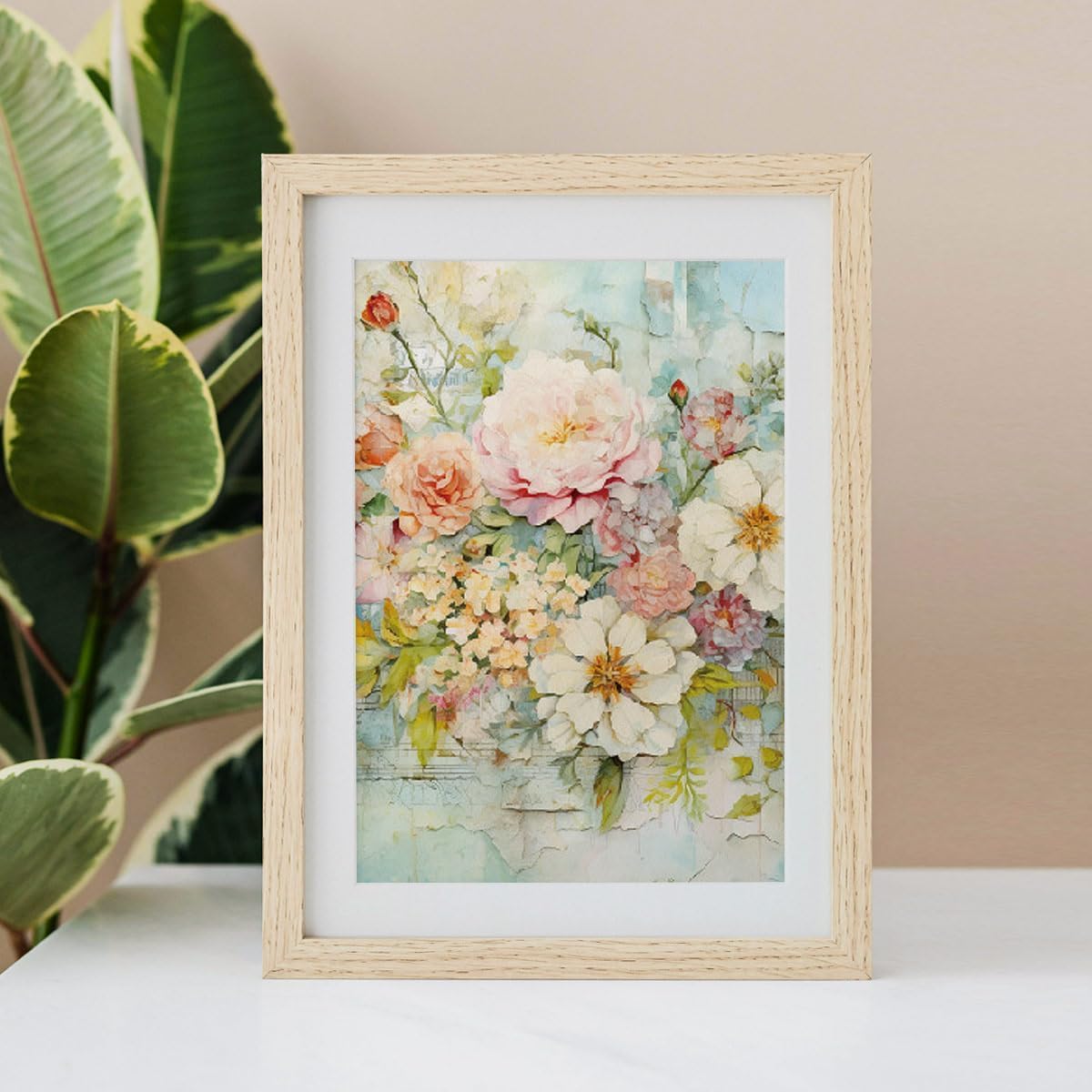 Carta Scrapbooking Decoupage Floreale: 24 Fogli 15,2x15,2 Cm Con Acquerello Rosa - Confezione Fai Da Te (Stile C)