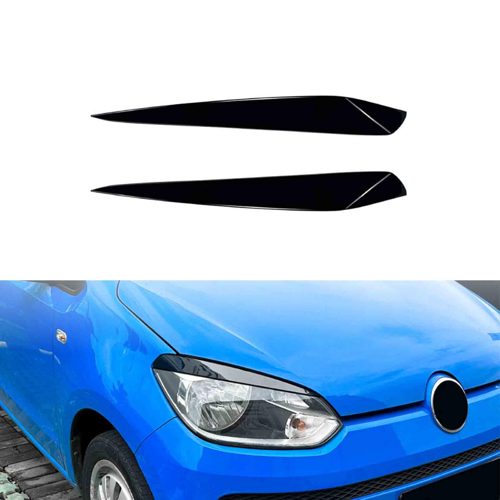 YPFYBHD Compatible with VW UP 2011-2015, 1 Pair Car Headlight Eyebrow Eyelid Lamp Car Evil Eye Car Sticker Exterior Accessories Modification,Black