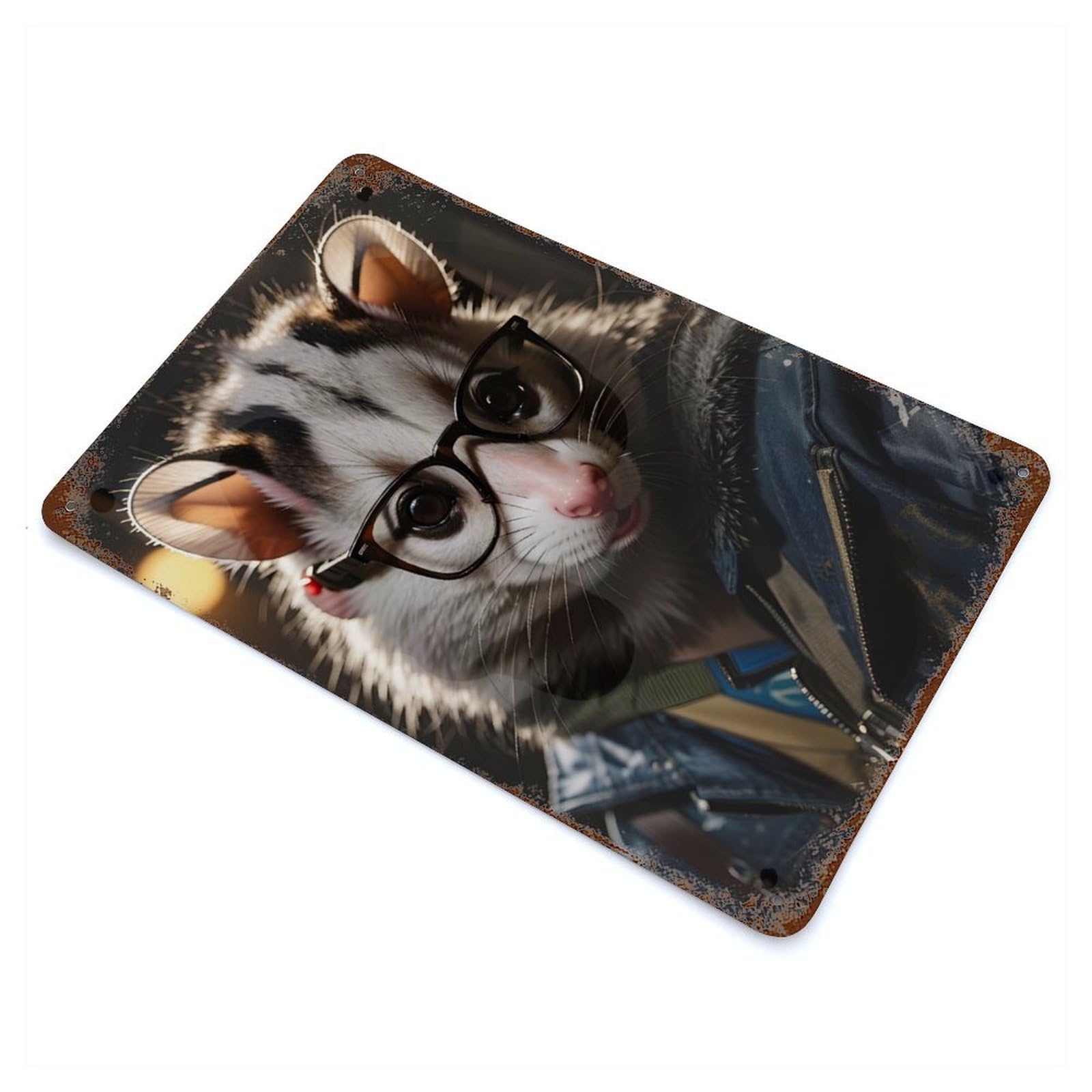 Cool Opossum Animals Rusty Metal Tin Sign 11.8"x7.9", for Shed, Workshop And Garage Wall Decor, Novelty Wall Decor
