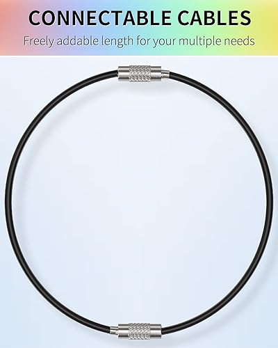 Miniatura 7 de Uniclife 4 Inch Wire Keychain Cable Large Stainless Steel Key Ring Loop Holder for Luggage Tag Keeper for Travel