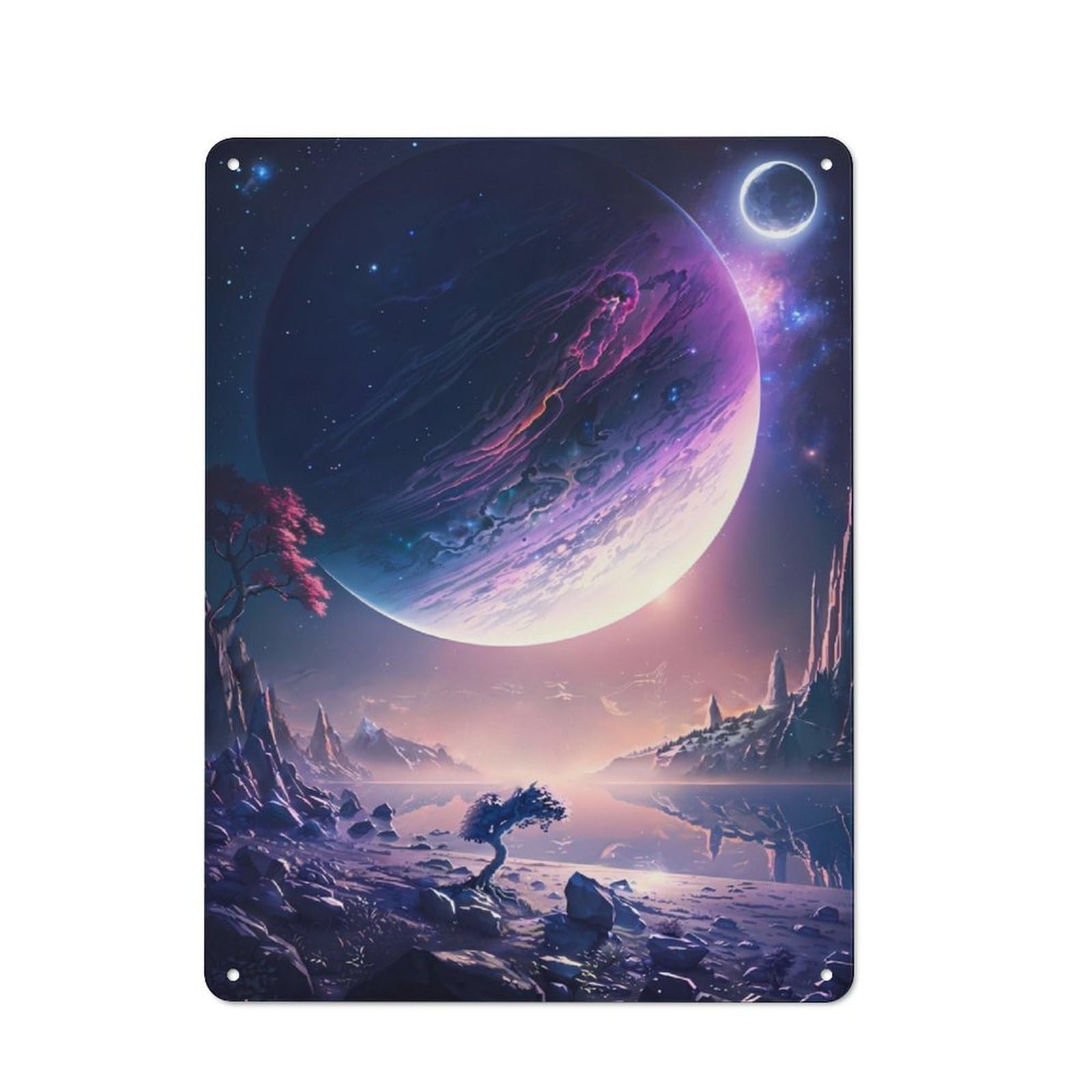 Industrial Tin Wall Sign 40x30cm Featuring Planet Dreamscape, Urban Room Decor for Workspace, Cafe, Hallway Or Garage