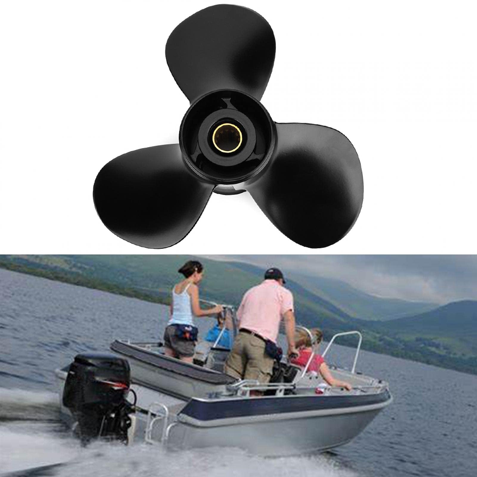FastUU 3-Blatt Aluminium Propeller, 11-1/8X13-G Aluminium Außenborder Propeller Fit, Boot Außenborder Motor Propeller für Suzuki DF40 DF50 DF60 DT40 DT50 DT60