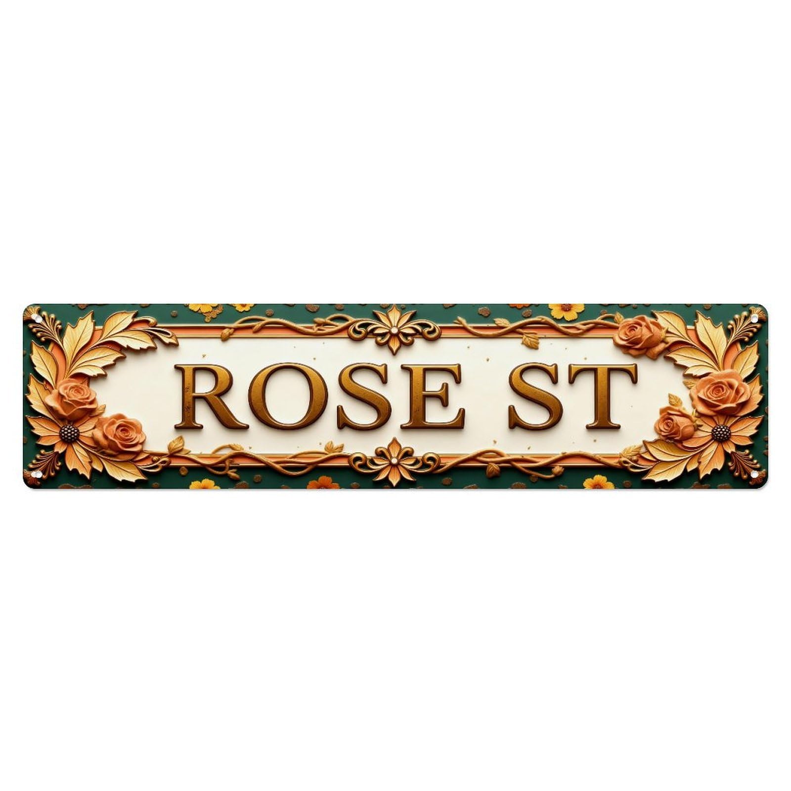 Floral Ornate Vintage Street Sign Tin Sign Vintage Metal Sign Home Bar Garden Indoor & Outdoor Wall Decor Retro Metal Poster 4x16 Inch