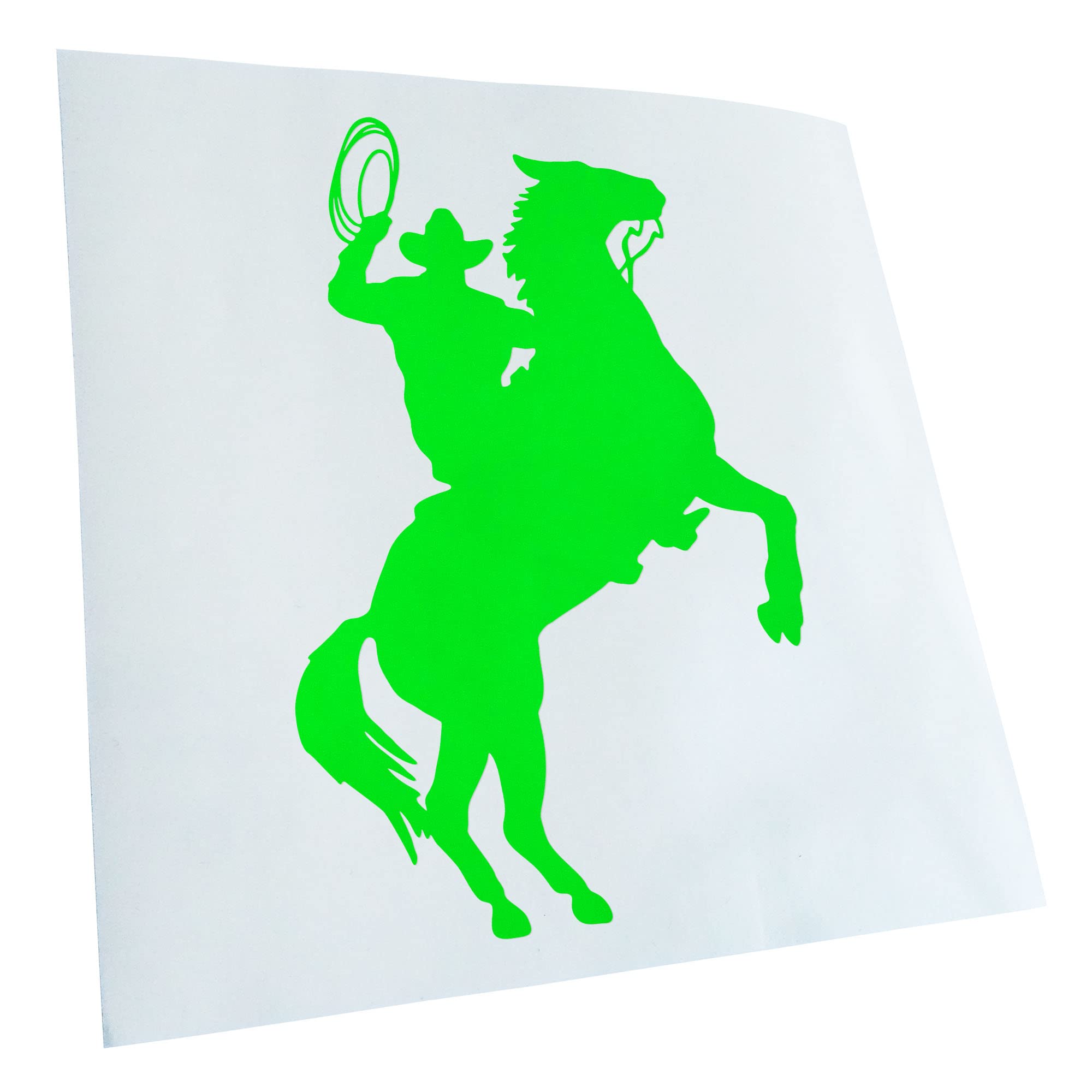 Kiwistar - Car Sticker - Neon Green - 30 x 20 cm Cowboy with Horse Lasso Sticker for Car, Laptop, Bicycle, Truck, Motorcycle Multicoloured JDM Decal Racing