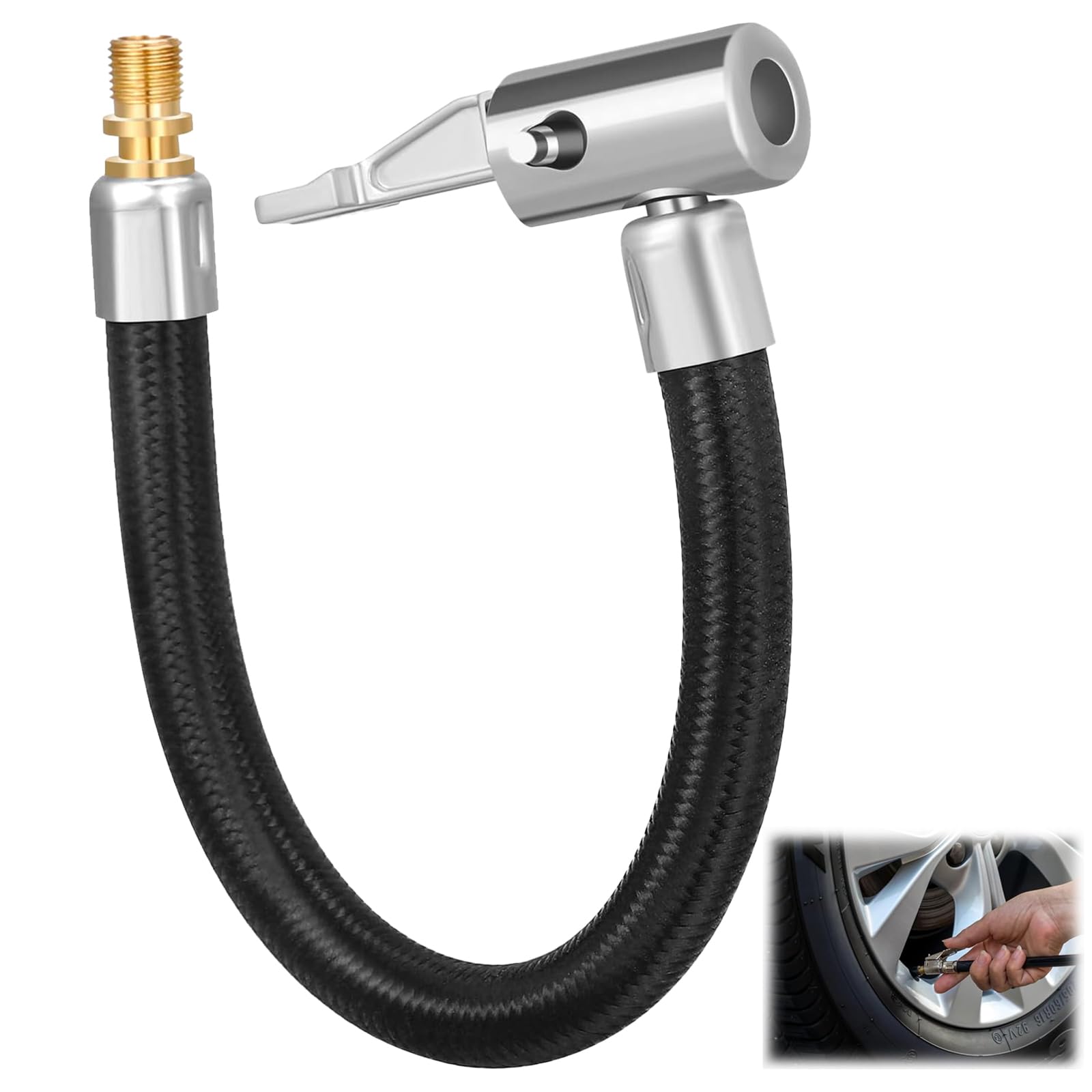 Manguera De Inflador De Neumáticos 20CM, Conjunto de Extensión de Válvula para Neumáticos, Compatible para Motos, Bicicletas, Automóviles y Camiones