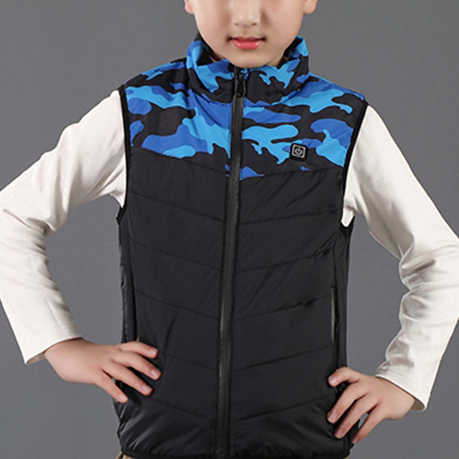 Gilet Chauffant Electrique Enfants USB Garçons Filles Veste Chauffante 3 Températures Réglables avec Poches Doudoune Sans Manche imprimé Anime Vêtements Chauffants Lavable pour Ski