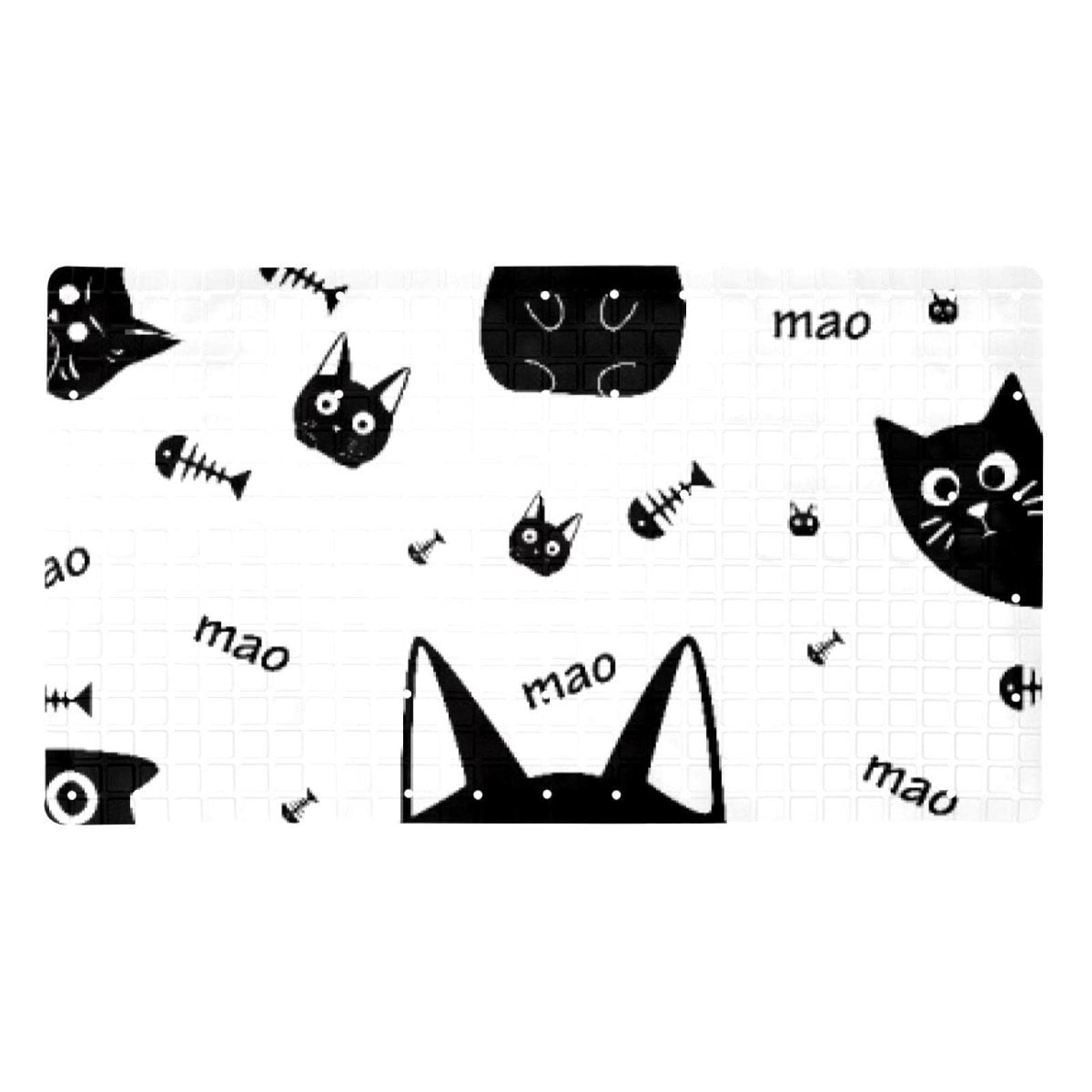 Tapis de bain chat noir 40x70 cm antidérapant avec ventouses