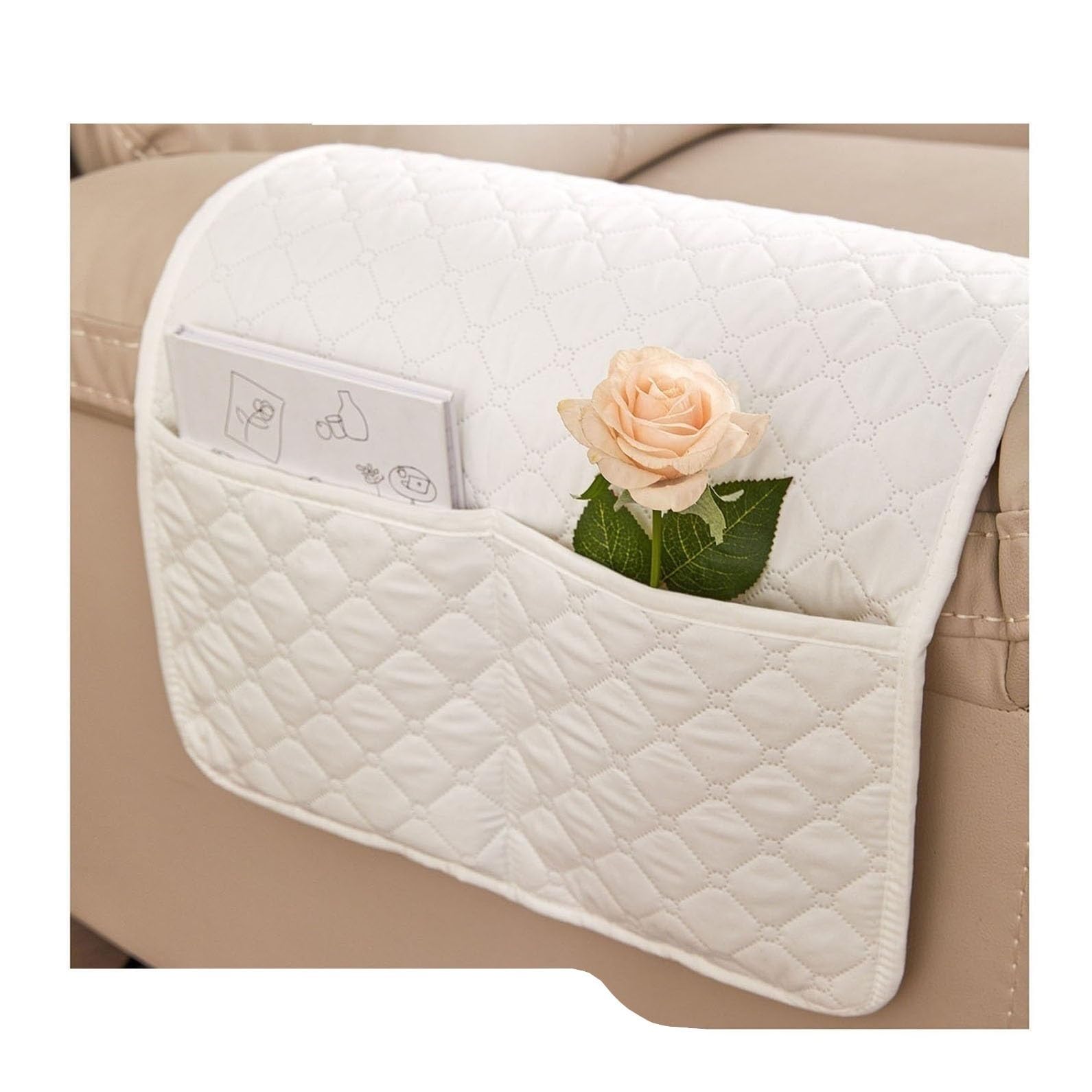Sofa Armrest Cover Headrest Cover Recliner Chair Arm Cover Sofa Headrest Slipcovers Nonslip Waterproof Armchair Cover for Recliner Leather Sofa Couch Protector Modern a ( Color : 1 Blanc , Size : With
