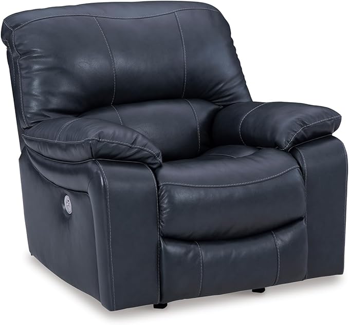 Signature Design by Ashley Leesworth Modern Power Rocker Recliner, USB Port, Gentle Rocking, Top Grain Leather and Matched Leather, 41