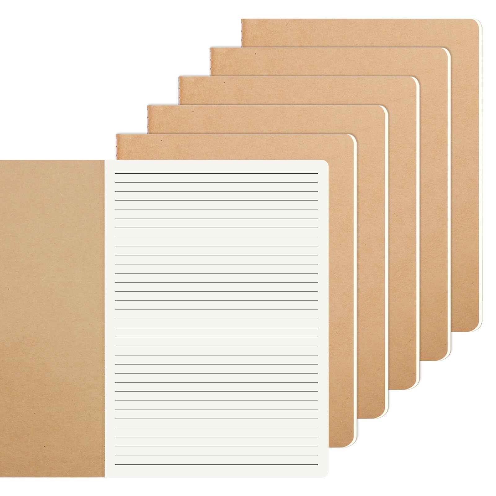 YBCPACK Set di 6 quaderni formato A4, a righe, formato DIN A4