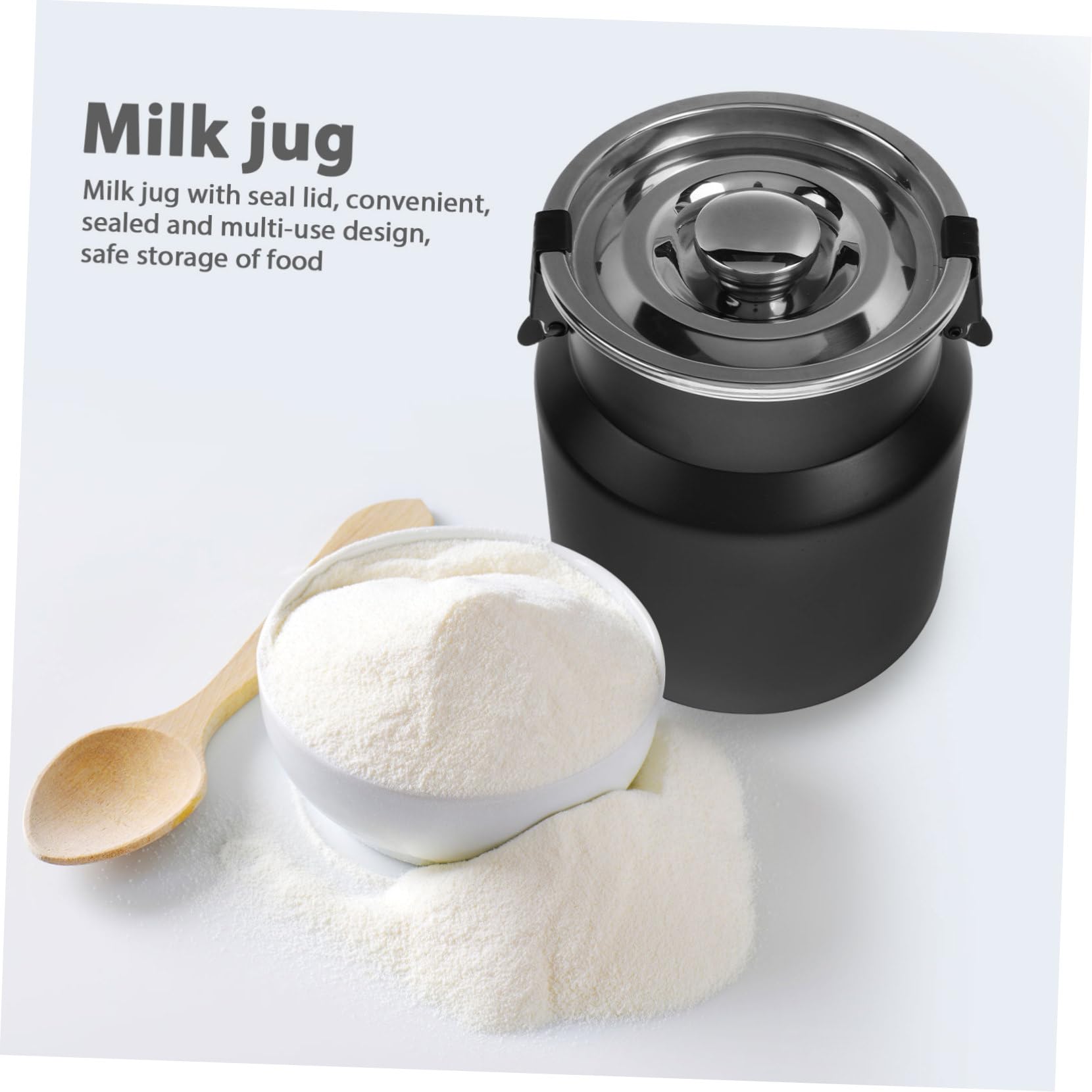 OUNONA Edelstahl Milchbehälter 2,5l mit Deckel Robuster Vorratsbehälter für Lebensmittel Glatte Oberfläche Rustikaler Stil für Zuhause und Camping