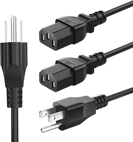 CYD 4FT Power Supply Cable, 10A 125V 18AWG PC Power Supply Cable for Data Server, Network Switch, UPS Backup, Rackmount PDU, IT Equipment, Workstation, Laser Printer, Commercial Scanner, 2 Pack