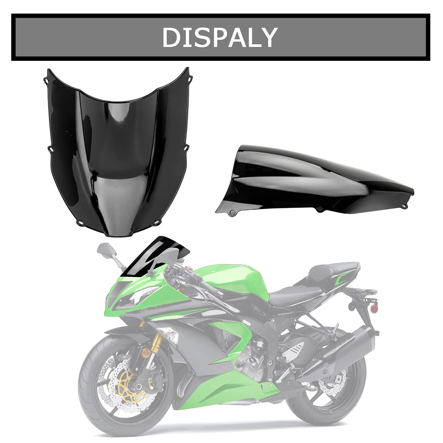 Windshield Windscreen Wind Deflector Screen Double Bubble for Kawasaki