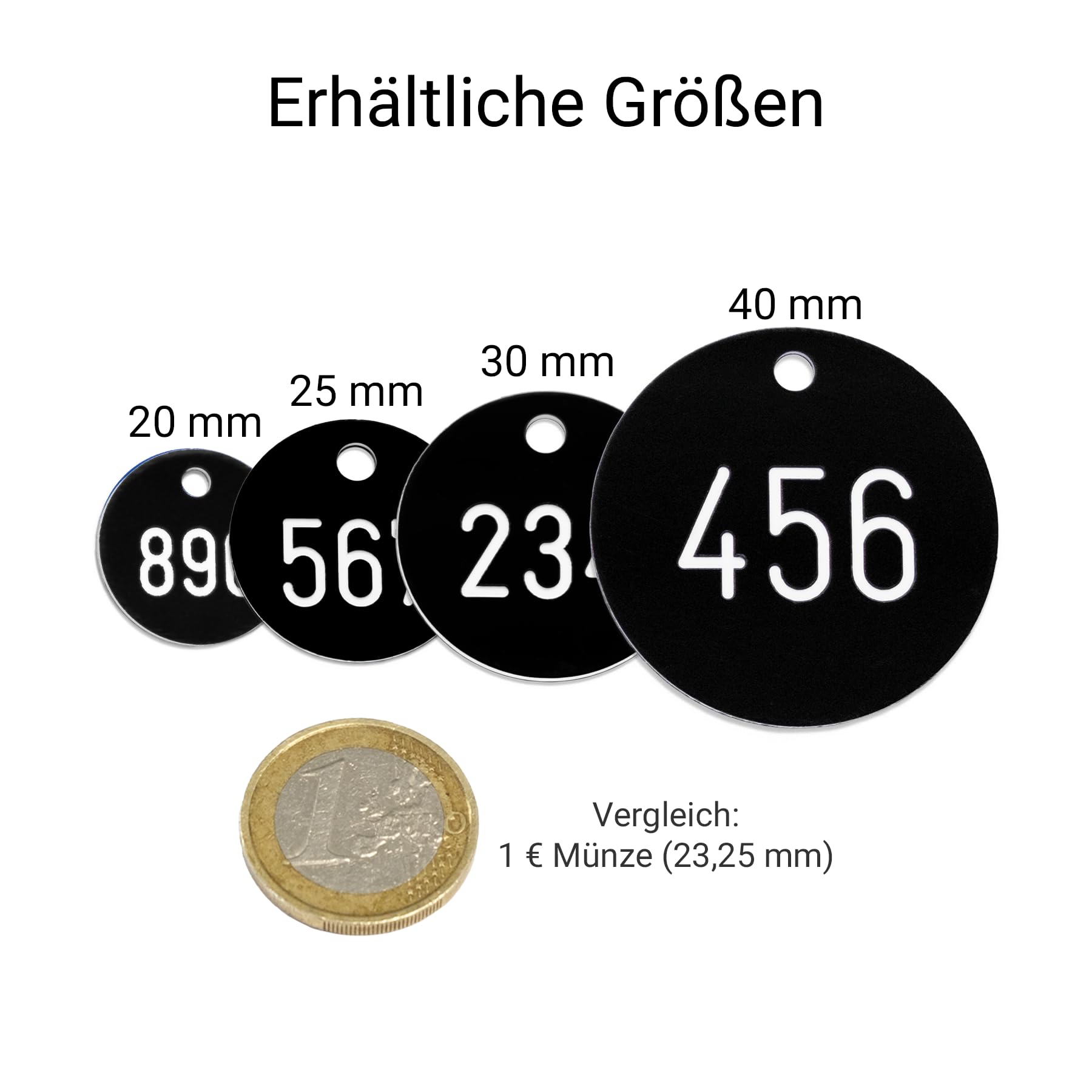50 Stück Ø 30 mm SchiBo® Schlüsselanhänger/Werkzeugmarken, Rund aus 3-Schicht Kunststoff – Farbe & Größe wählbar, Blanko oder nummeriert mit Gravur, Zahlenkreis wählbar (Blanko, Ø 30 mm)