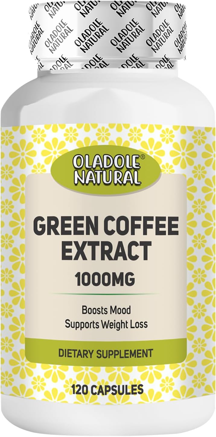 Oladole Natural Green Coffee Bean Extract - 120 capsules | Maximum Potency For Weight Management, Energy Booster, Powerful Antioxidant, Supplement For Boosting Metabolism | Non- GMO, Gluten Free