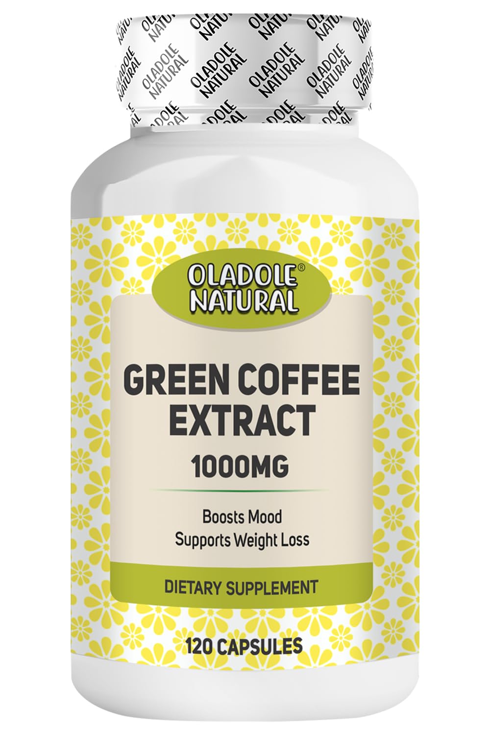 Oladole Natural Green Coffee Bean Extract - 120 capsules | Maximum Potency For Weight Management, Energy Booster, Powerful Antioxidant, Supplement For Boosting Metabolism | Non- GMO, Gluten Free