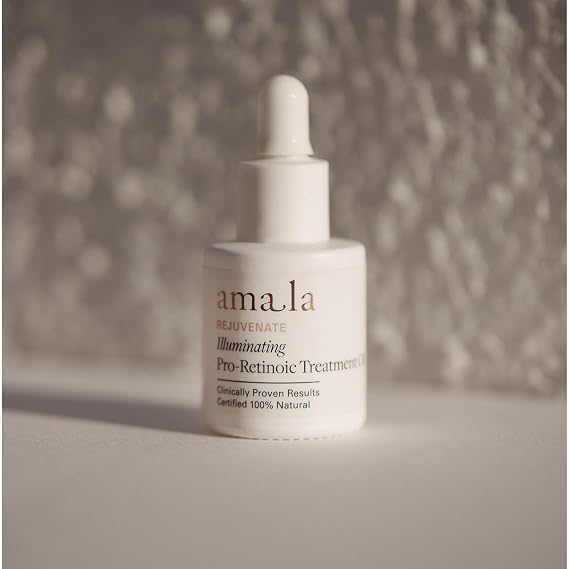 Amala Illuminating Pro-Retinoic Treatment Oil (8ml) | All Natural, Retinol Serum Alternative, Hydrating, Anti Aging Serum Oil, Picao Preto Extract, 23K Gold, Cacay Seed