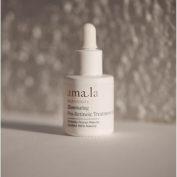 Amala Illuminating Pro-Retinoic Treatment Oil (8ml) | All Natural, Retinol Serum Alternative, Hydrating, Anti Aging Serum Oil, Picao Preto Extract, 23K Gold, Cacay Seed