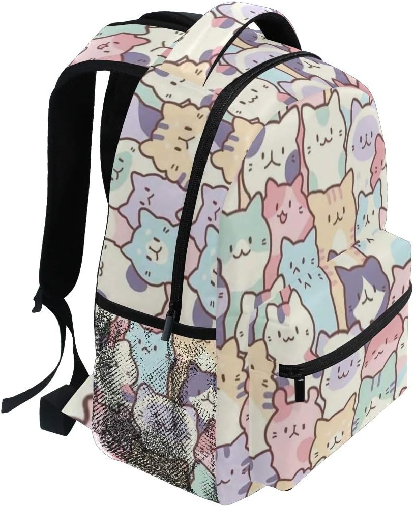 Giwawa Colorful Cats Bookbag Cute Animal Pattern Schoolbag Business Laptop Roomy Backpack Bookbag for Hiking Traveling Camping One Size - Image 2