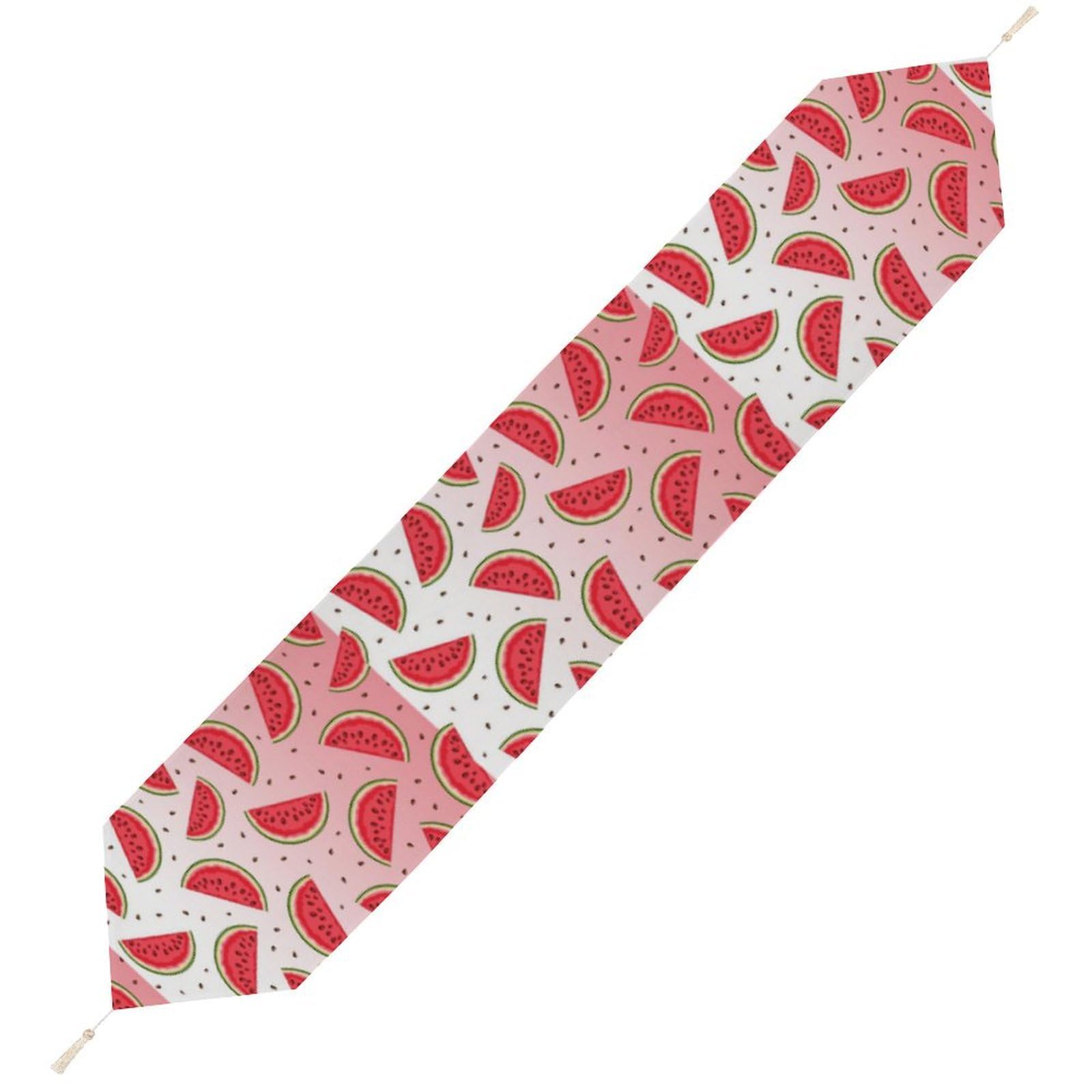 JZemdybill 200*33cm Table Runner with Tassel, Summer Watermelon Table Runner, Table Decoration for Kitchen, Party, Restaurant