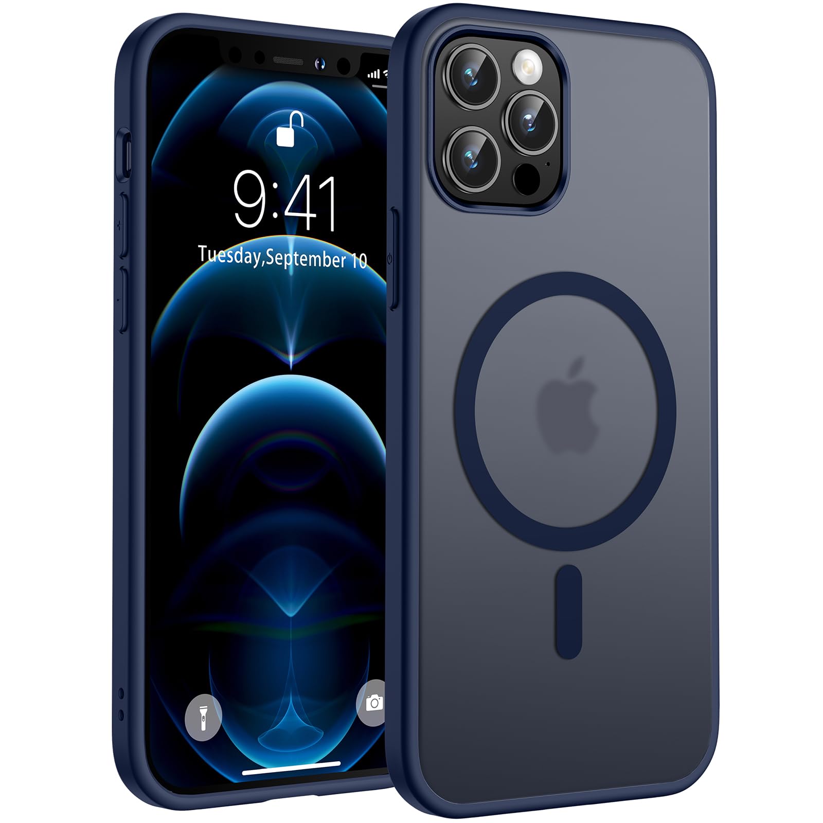 TOCOL Cover Magnetica per iPhone 12 Pro 6,1 Pollic, Compatibile con MagSafe, Custodia Antiurto Traslucida Opaca, Blu