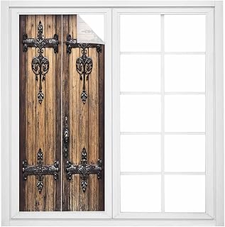 Window Privacy Film Wood Grain Static Cling Window Film for Glass Windows Removable Decorative Sticker for Home Bathroom Office, 17" x 39" Retro Wooden Plank