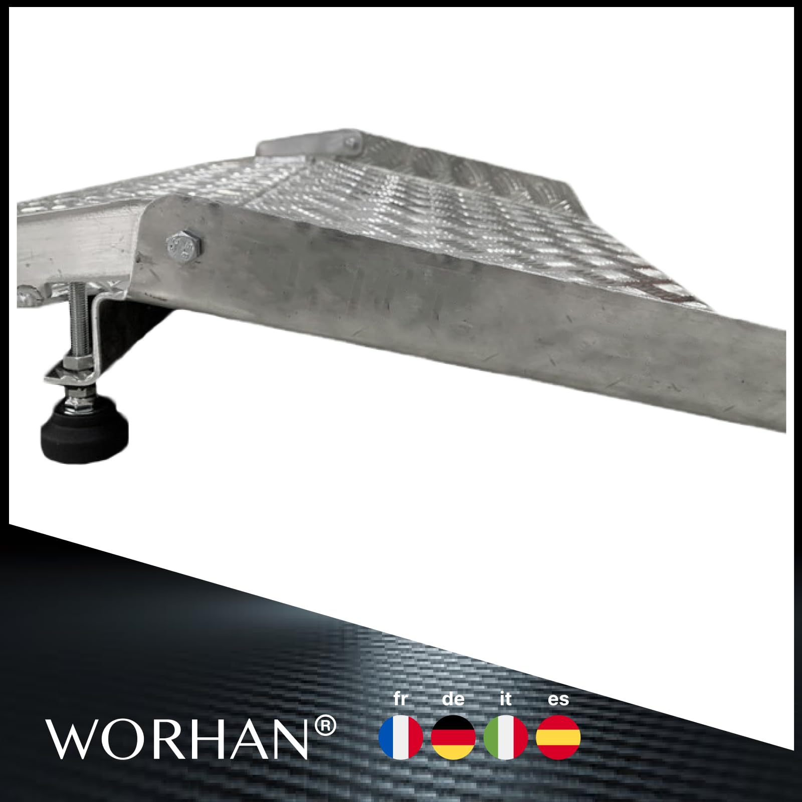 Rampe de Seuil 300kg Rigide pour Fauteuil Roulant Chargement Plateforme Hauteur Variable Réglable Surface Antidérapante Aluminium Anodisé TR87