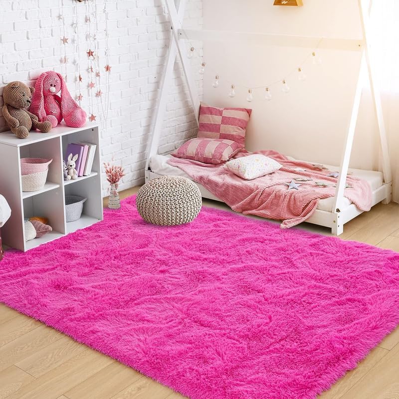 Image of Plain Fluffy Fur Rugs for Home, Living Room Decor Interior & Office 2x6 Feet Baby Pink