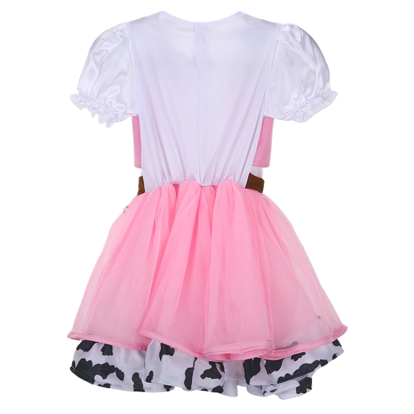 Generisch Robe de cowboy pour fille - Rose - Robe d'été occidentale - Jupe en tulle streetwear - Mini robe de cosplay - Robe de festival - Avec chapeau de cowboy - 2 pièces - Tenue de carnaval