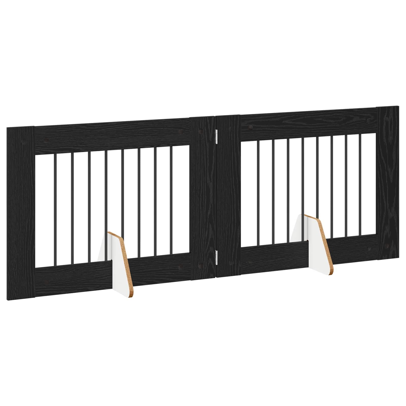 Portería para perros con soporte de madera de roble negro, 80 x 60 cm, 2 unidades, plegable y portátil, para barrera interior y alojamiento seguro de cachorros y perros