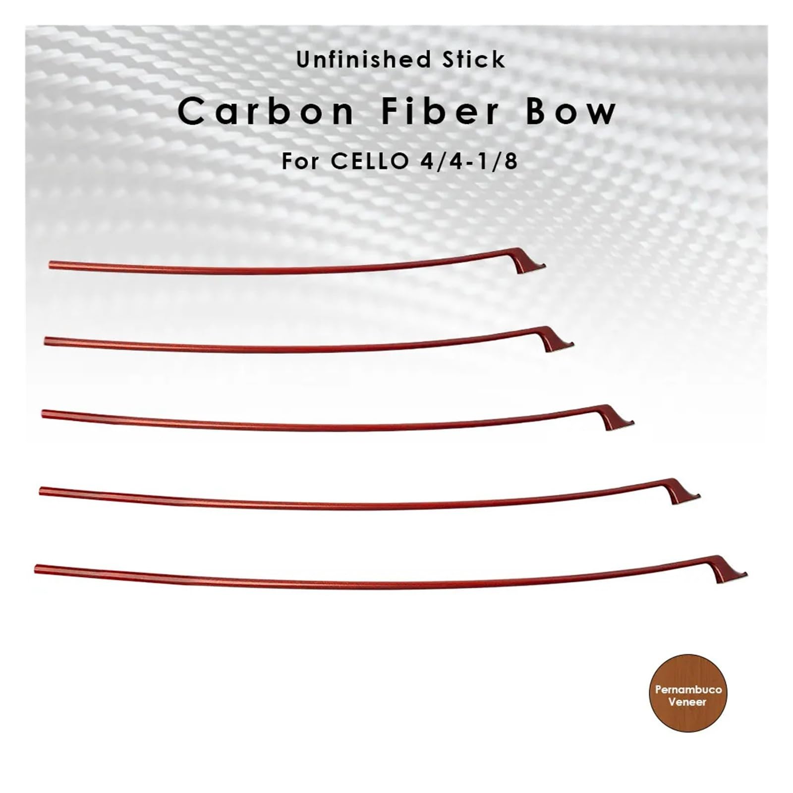 Unvollendete PMB-Furnier-Carbonfaser-Cellobogen-Stabstange for 4/4 3/4 1/2 1/4 1/8 Größenmacher DIY-Cellos(1-4 Size)