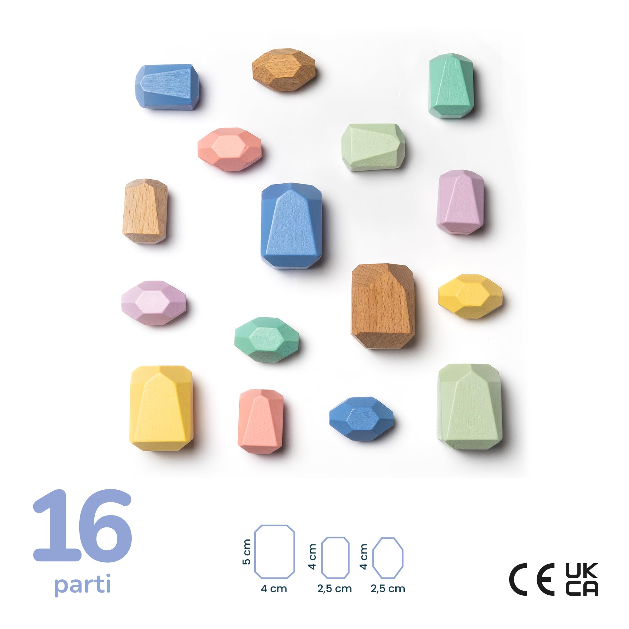 Jacootoys 36 pezzi Impilabile Pietra Blocchi costruzione di legno Giocattoli Gioco impilamento roccia per bambini 3 anni Ragazzi ragazze