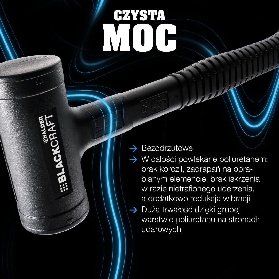 Blackcraft 3379.040 młotek udarowo-obrotowy z ergonomicznie ukształtowanym, antypoślizgowym i nietłukącym trzonkiem z rur stalowych | Ø = 40 mm