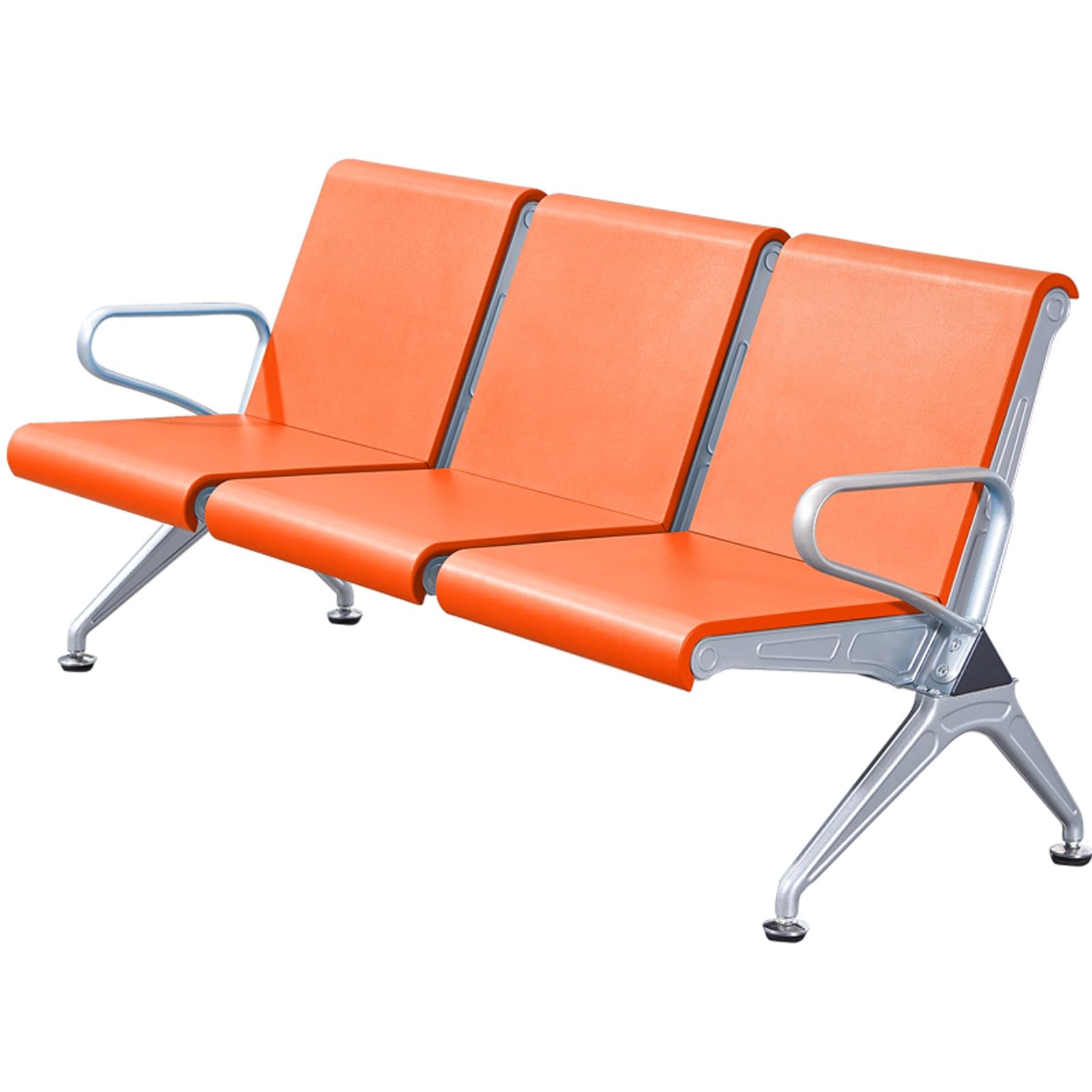 SnamicE 3Seat Waiting Room Bench Leather Cushion Reception Chairs with Arms for Office Airport School & Bank Seating,Orange