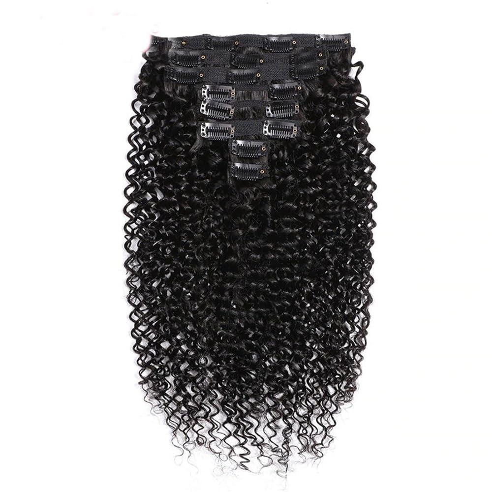 Doczepiane włosy Deep Wave dla kobiet, 8 sztuk, podwójne pasmo, falowane, kręcone włosy remy, grube do końcówek, z 18 niewidocznymi klipsami, 45 cm, 100 g