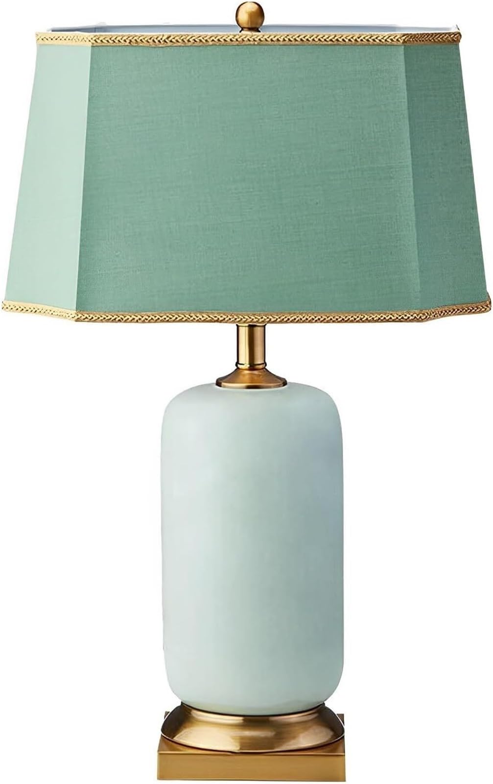 Lampada Da Tavolo In Ceramica Verde Da Pollici Lampada Da Scrivania A LED | Lampada da tavolo da comodino da comodino della metà del secolo con paralume rettangolare in tessuto