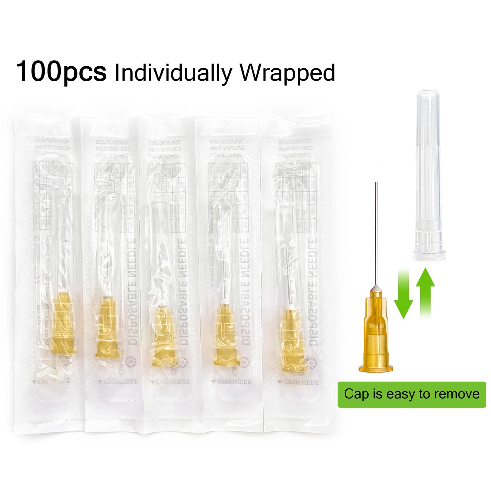 100Pack 25Ga 1 inch(25mm) Needles Luer Lock for Scientific Lab — Amazon image 4