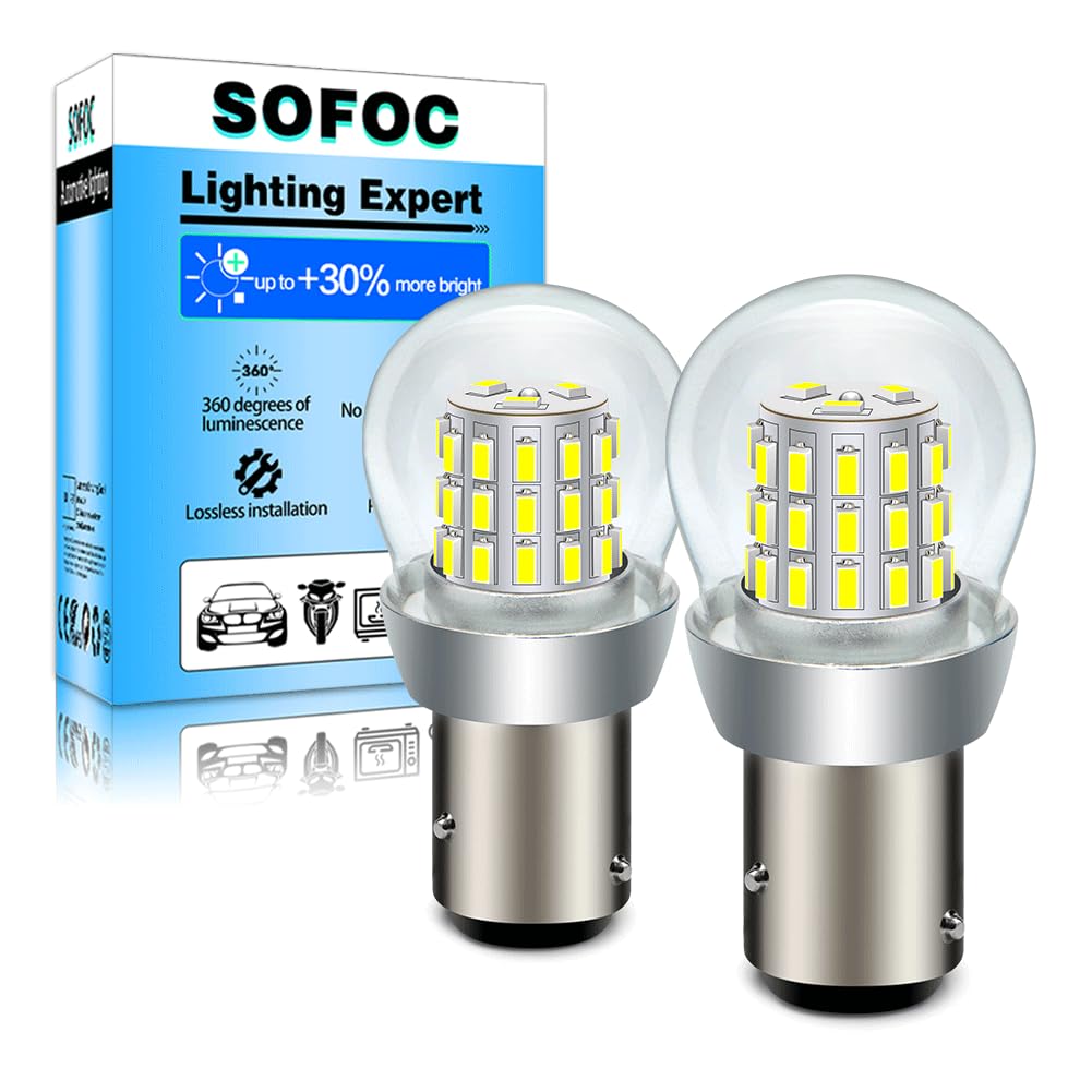 SOFOC PR21/5W BAW15D Bombilla LED 6V 12V DC Blanco Luz Reversa DRL Luz Domo Para Automóvil Autocaravana Cámping Barco etc. 3014 39SMD 1000Lm Más Brillante 2Pcs
