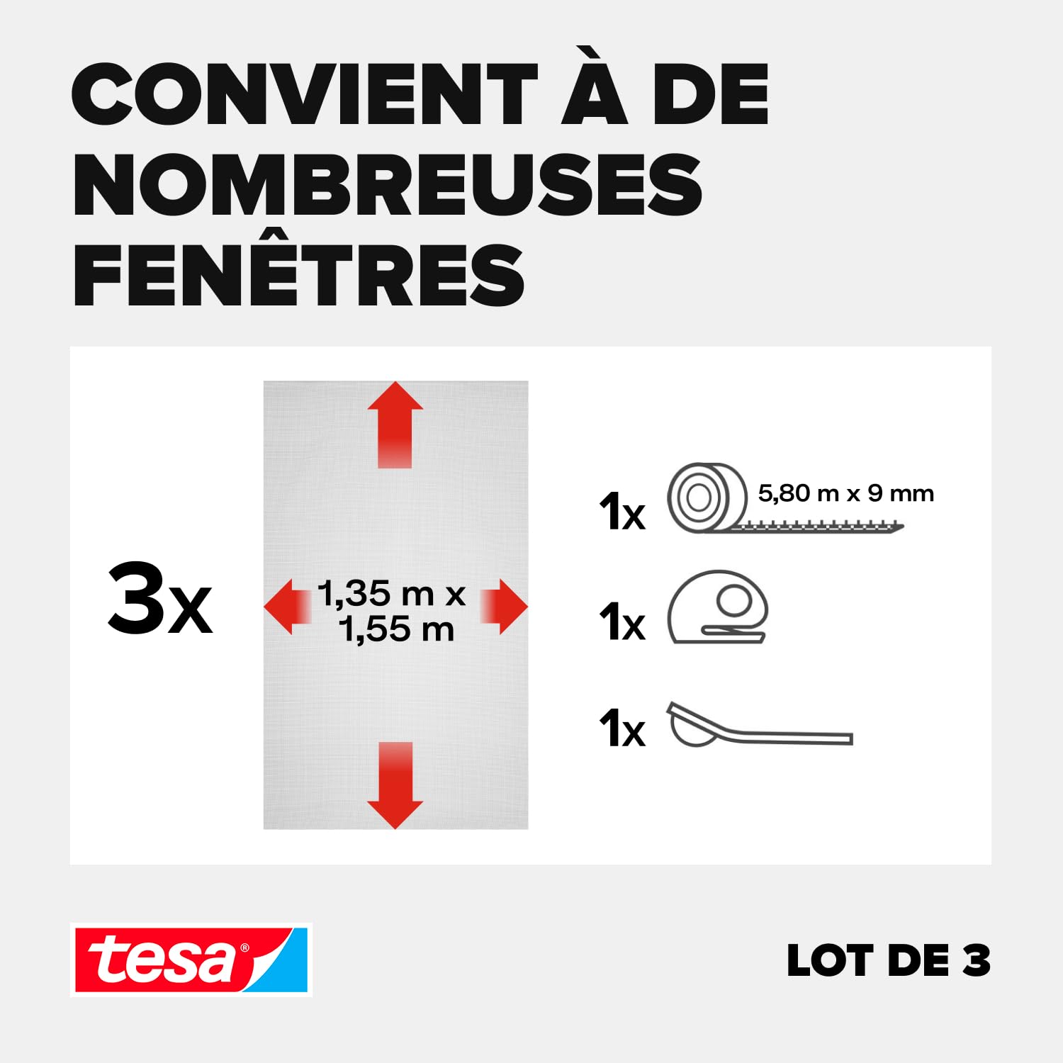 tesa Insect Stop Moustiquaire Auto-agrippante Prem. 3X 135x155 cm Anthrac.