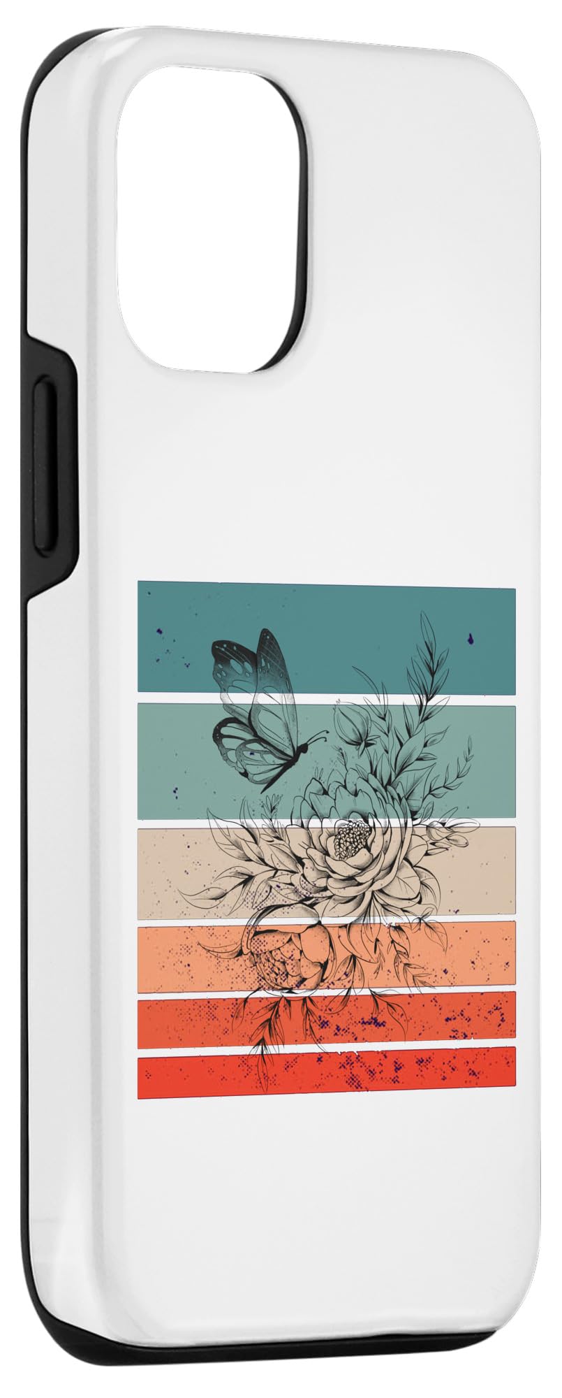 iPhone 13 Butterfly Floral Bloom Garden Ink Petals Wings Blossoms Case - Image 3