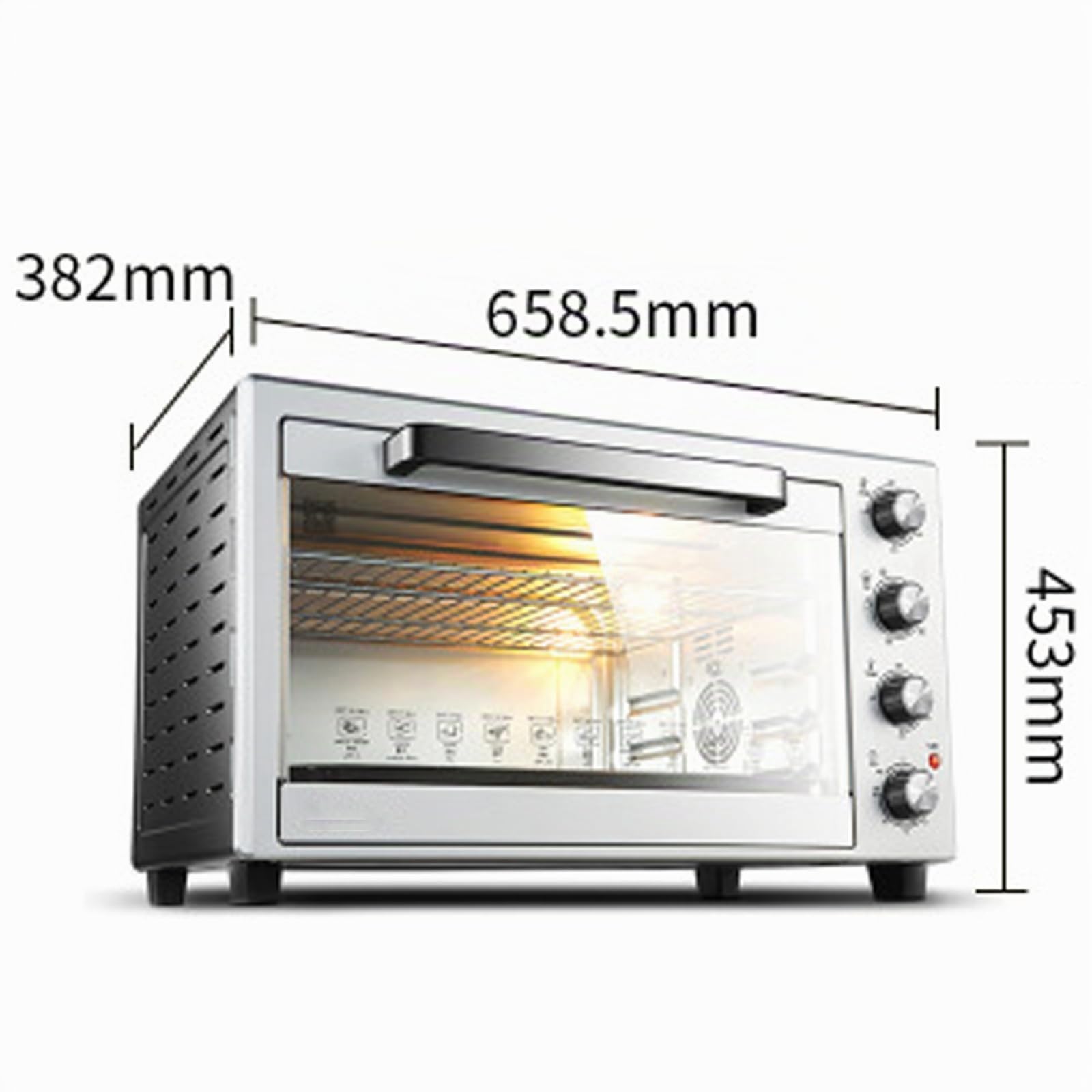 Forno friggitrice ad aria di grande capacità con 4 modalità di cottura e controllo della temperatura indipendente, ideale per uso familiare e ristorante