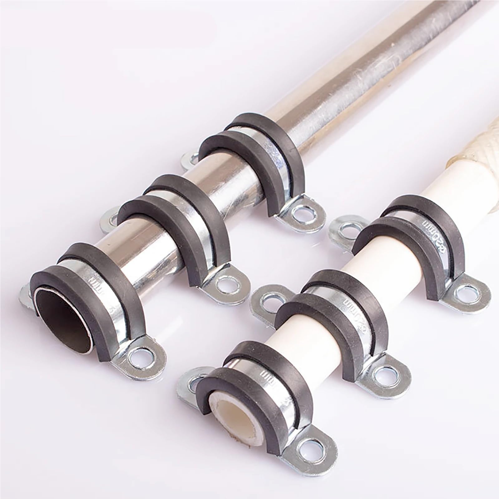 Lot de 20 colliers de serrage en P, 6 à 25 mm, avec revêtement en caoutchouc, for câbles, fixations, matériel électrique(10mm)
