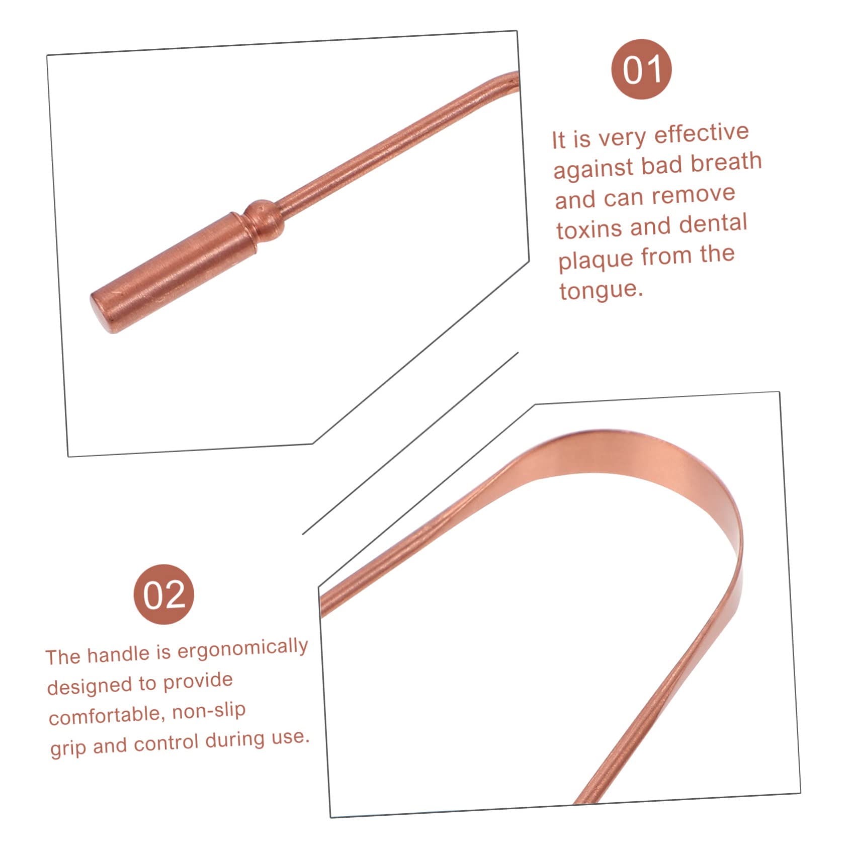 PACKOVE 10 Pezzi Raschietto per Lingua Rame con Scatola Strumento Pratico per Orale Design Ergonomico per Fresco per Adulti