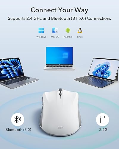 Miniatura 9 de ESR MagMouse - Mouse Bluetooth a presión, mouse inalámbrico recargable para portátil con cable de carga integrado, soporte adhesivo reutilizable,