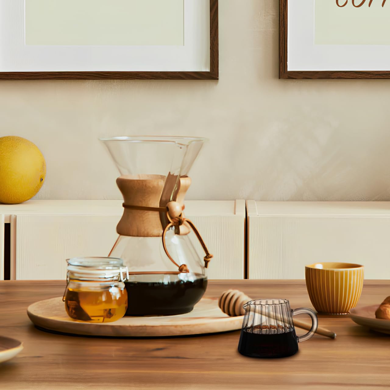GLEAVI Juego de 2 jarras pequeñas de leche con boquilla de espuma para café, té de vidrio esmerilado, cafetera de café con alto contenido de borosilicato