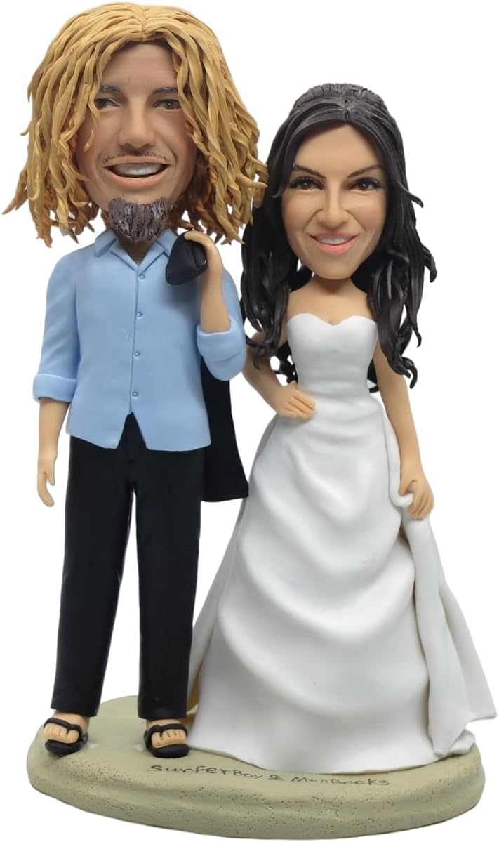 Bobblehead figurine and wedding cake topper，Wedding Couple,christmasgift dolls， personalized custom sculpture ， holiday gifts, Wedding anniversary doll (Couple in Tub 2, 6.5inches)
